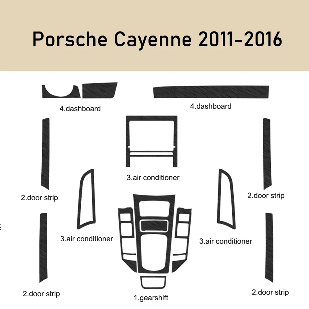 

Для Porsche Cayenne 2011-2016, внутренняя Центральная панель управления, дверная ручка, наклейка из углеродного волокна, наклейки, аксессуары для стайлинга автомобиля