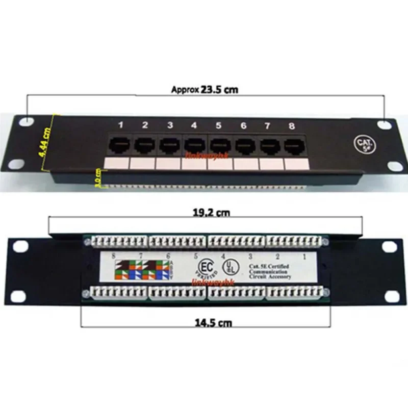 가정용 분배 프레임 약한 전류 박스용 미니 패치 패널, 8 포트, 10 인치, CAT5e, CAT6, 1U, RJ45 랙 마운트