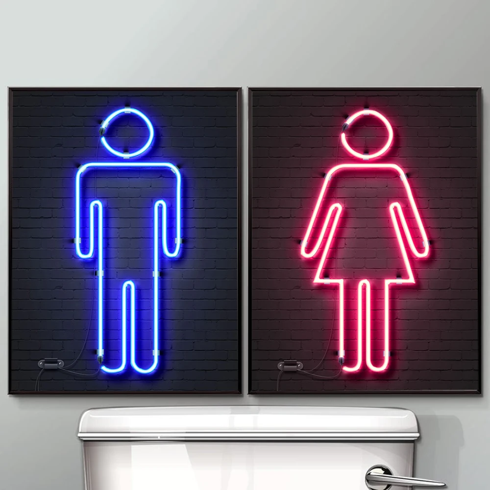 Toilet Wall Art Wifi No Entry Quote Sign Canvas Painting Neon Poster Prints Bathroom Decor animal canvas posters