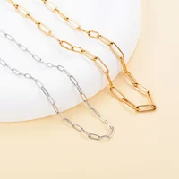 Polished Paper Clip Chain 2.5/2.7/4mm Stainless Steel Necklace Trendy Layering Choker Waterproof Jewelry Men And Women 3