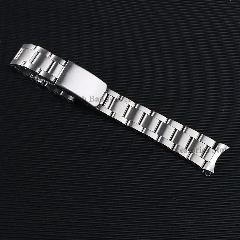Premium Curved End Stainless Steel Watch Strap with Folding Bracelet