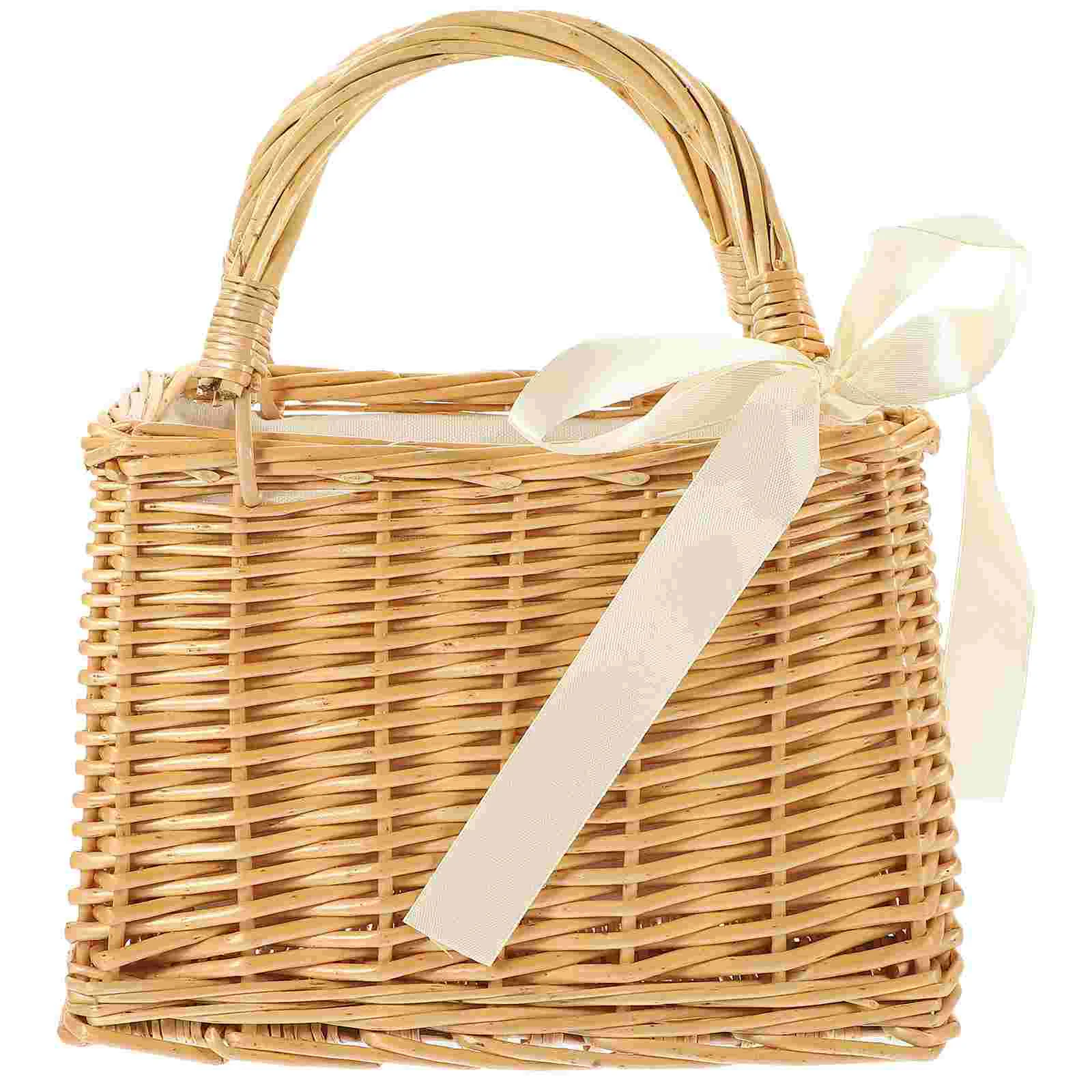 

Basket Woven Rattan Flower Straw Wicker Baskets Tote Beach Storage Picnic Willow Hand Wedding Handbag Handbags Girl Purses
