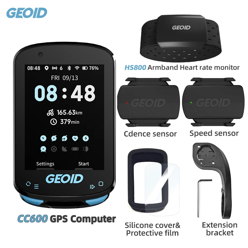 Computador de Bicicleta GEOID CC600 com Tela Colorida, ANT+, GPS