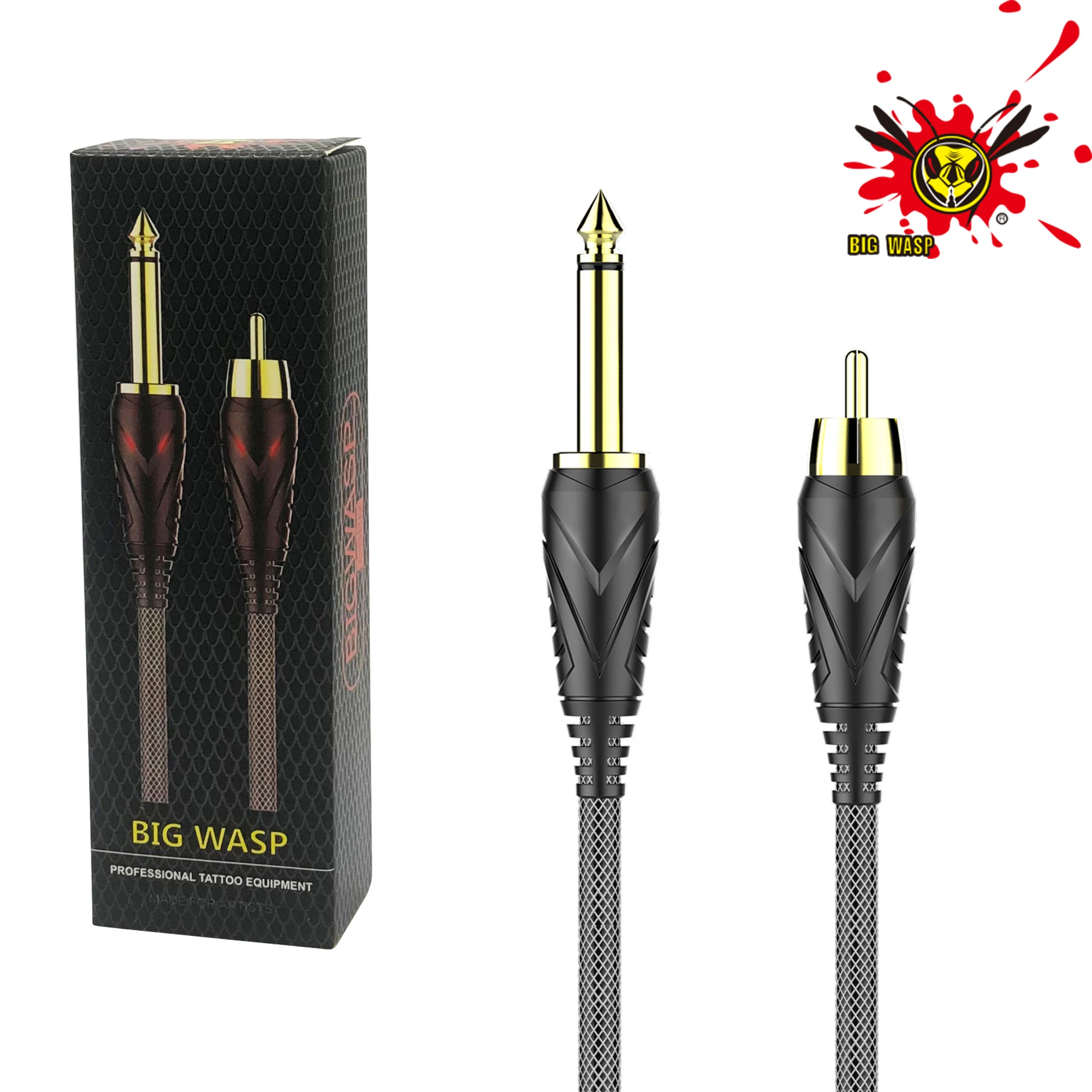 BIGWASP Tattoo RCA Connector Cords Integrated Plug-in More Durable Protects Cables Rotating Tattoo Cord With Stable Current 2m 3d printer accessory power supply dc rotating head rotating terminal solderless connector plug socket 12v power interface