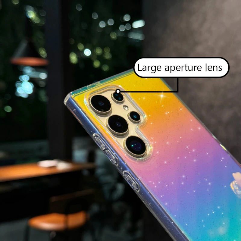 Gradient Glitter Bling Wireless Charging Magnetic Clear Shockproof Case