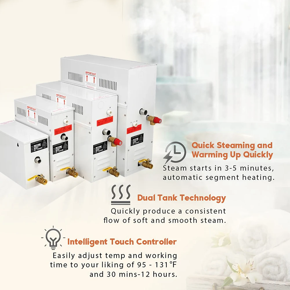 เครื่องกำเนิดไอน้ำสำหรับซาวน่าสปา 4.5 กิโลวัตต์ 220 โวลต์/380 โวลต์ สำหรับห้องอาบน้ำอบไอน้ำที่บ้าน พร้อมตัวควบคุมแบบดิจิตอล เครื่องอบไอน้ำสำหรับห้องซาวน่าสปา 1