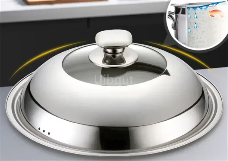 Visible Cooking Wok Pan Lid Stainless Steel Universal Pan Cover Visible Replaced Lid for Frying Wok Pot Quality Dome Cover