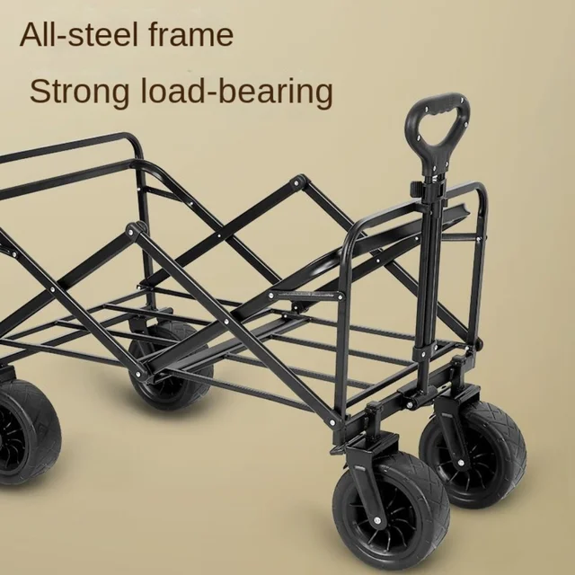 Hordozható Bevásárlókosár Poggyász Kocsi Kültéri Kemping Piknik Összecsukható Kosár Állítható Kocsihoz - Image 2