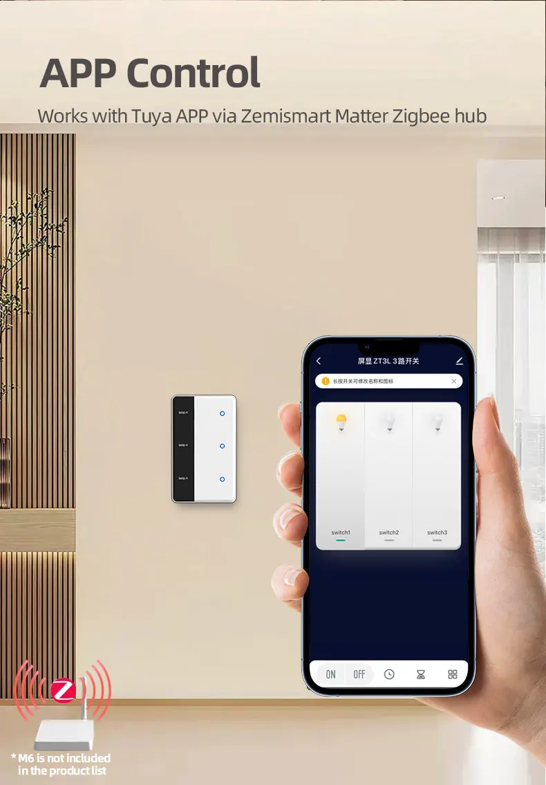 Zigbee DIY Name Switch with Display Screen Touch Panel US Light Switch Works wit