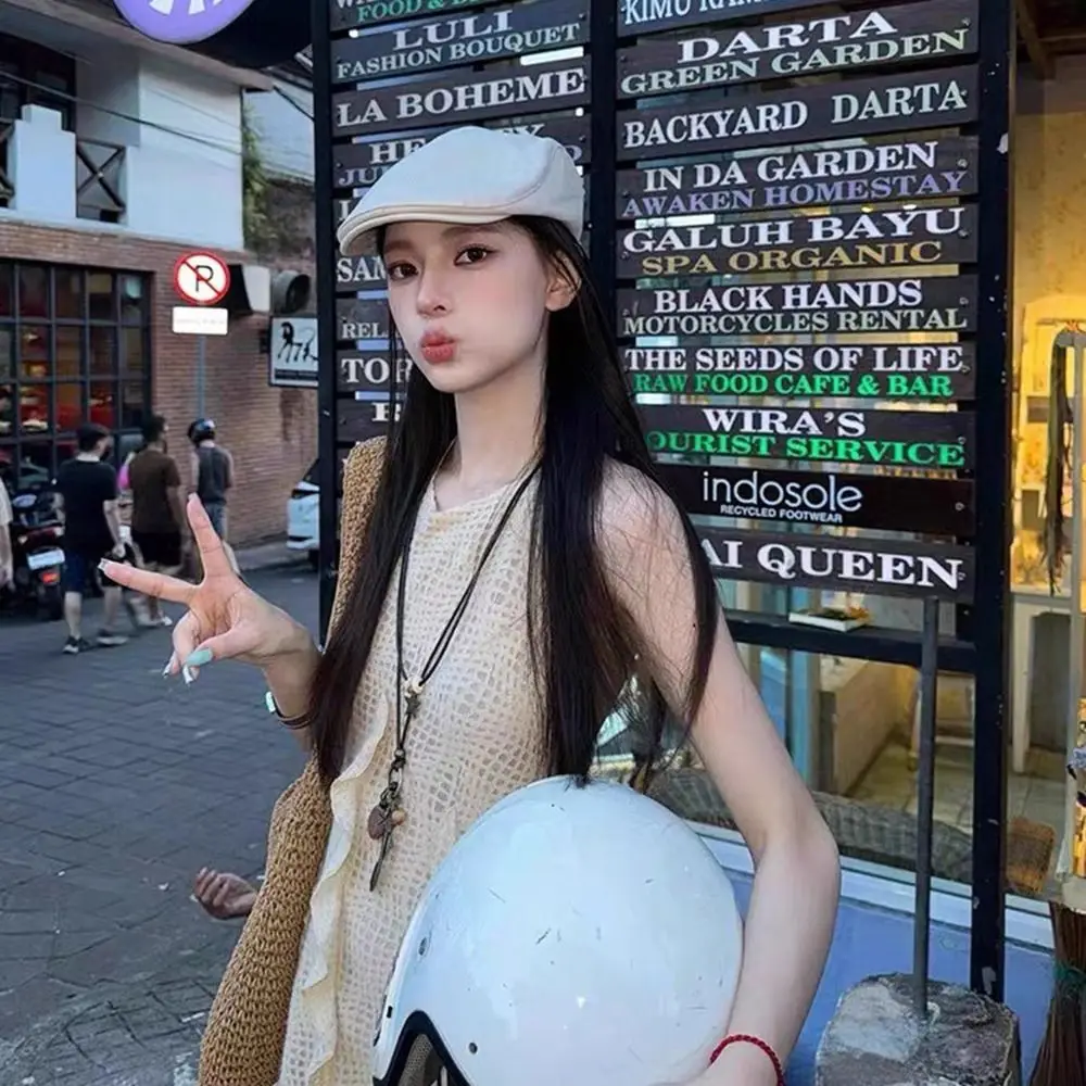 New Solid Color Beret Hats Painter Beret Breathable Washed Caps Cotton Forward Hat