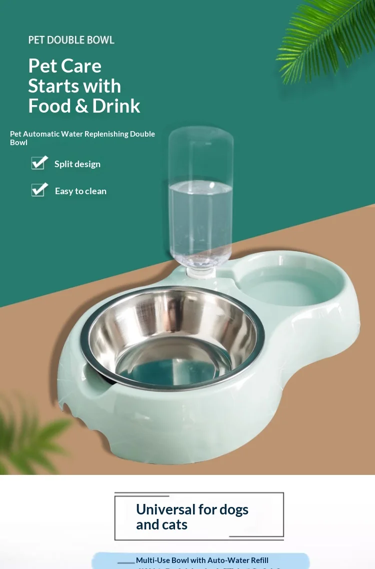2-in-1 Pet Feeder & Water Dispenser - Anti-Slip Automatic Cat Dog Bowl Circulating Flow Water Feeding Pet Supplies