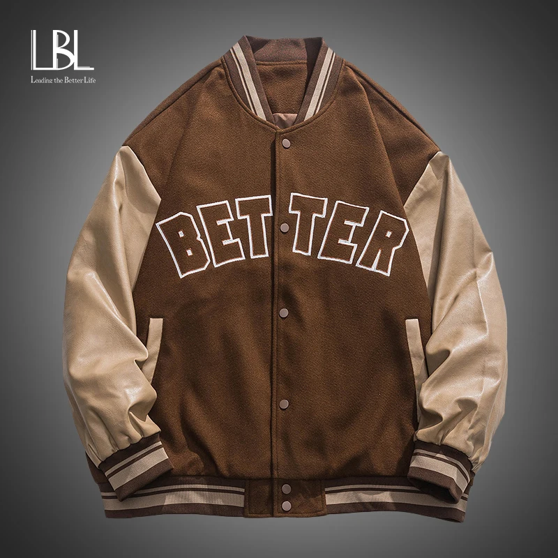 

Mens Baseball Uniform Jackets Spring Autumn Brand New Street Trend Outerwear Male Fashion Solid Embroidered Baseball Jacket Men