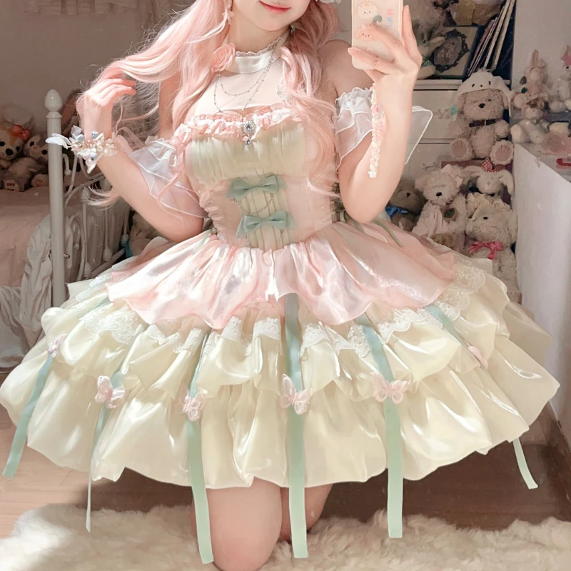 ゴシックレース✿ ロリータミニドレス　プリンセススリーブ♥パーティーにも ヴィンテージビクトリア朝のロリータプリンセスミニドレス女性