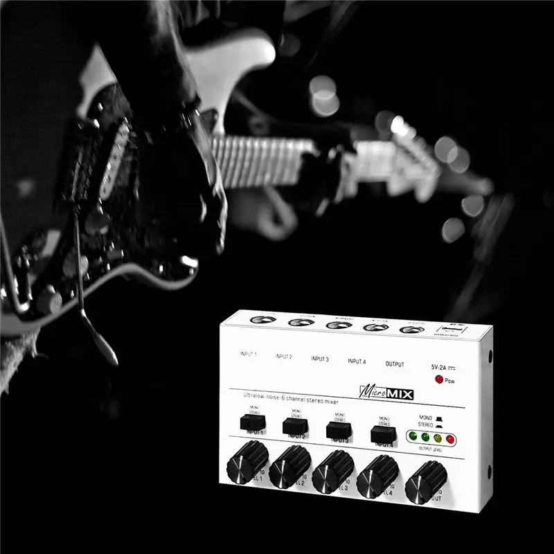 T28C 4 채널 오디오 믹서 휴대용 초저소음 믹서 미니 스테레오 믹서 녹음 스튜디오용 오디오 USB 믹서 화이트