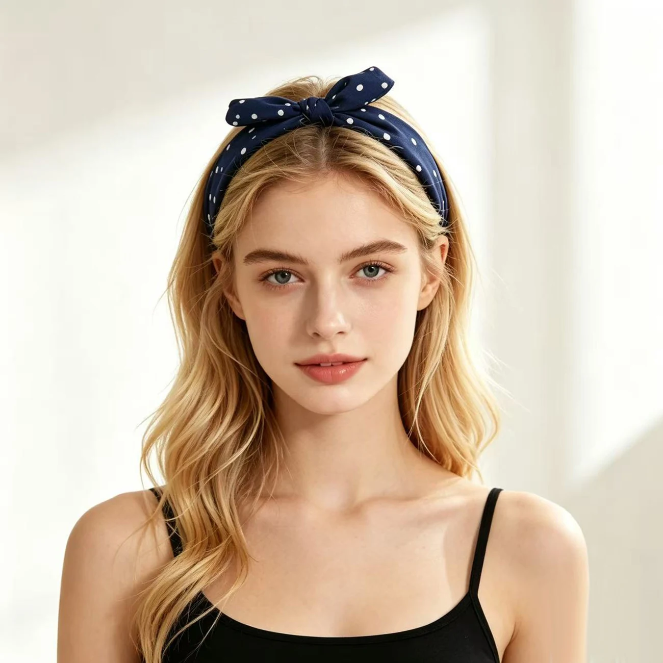 Vintage Polka Dot Bow Headband for Women - Cute and Versatile Daily Wear Hair Accessory