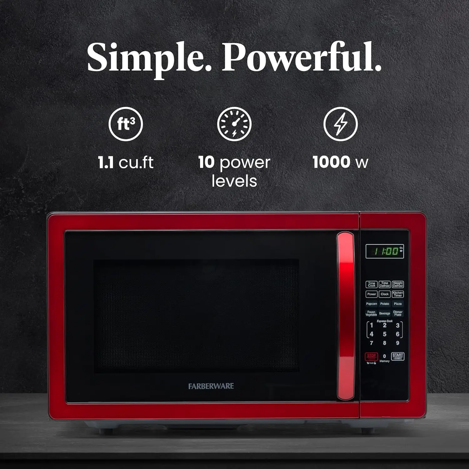 Microwave 1000 Watts, 1.1 cu ft - Microwave Oven With LED Lighting and Child Lock - Perfect for Apartments 2