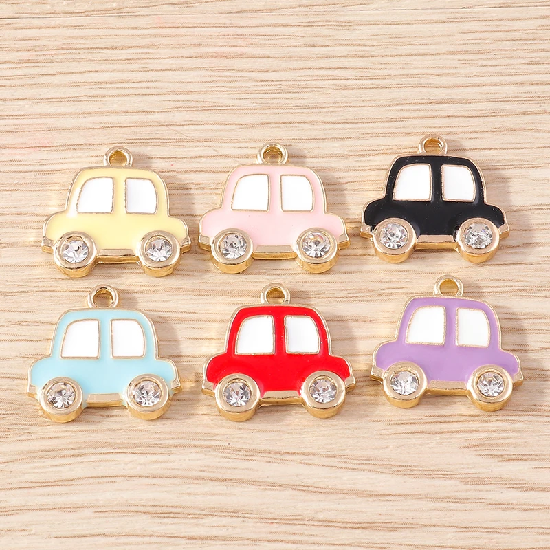 10 stücke 17x16mm Kühle Bunte Emaille Auto Charms Anhänger für Schmuck Machen Armbänder Ohrringe Halsketten DIY Handwerk zubehör – Detail 2