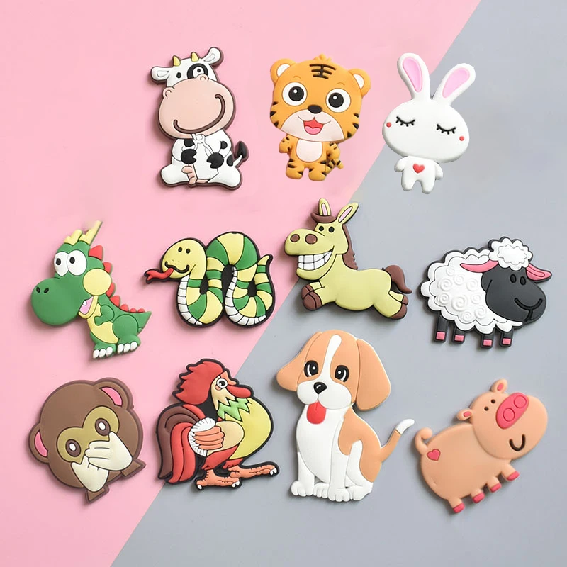 

11 pcs Creative Cartoon PVC Fridge Magnet Chinese Zodiac Signs Magnetic Toys Toddler Souvenir Refrigerator Magnet Decor