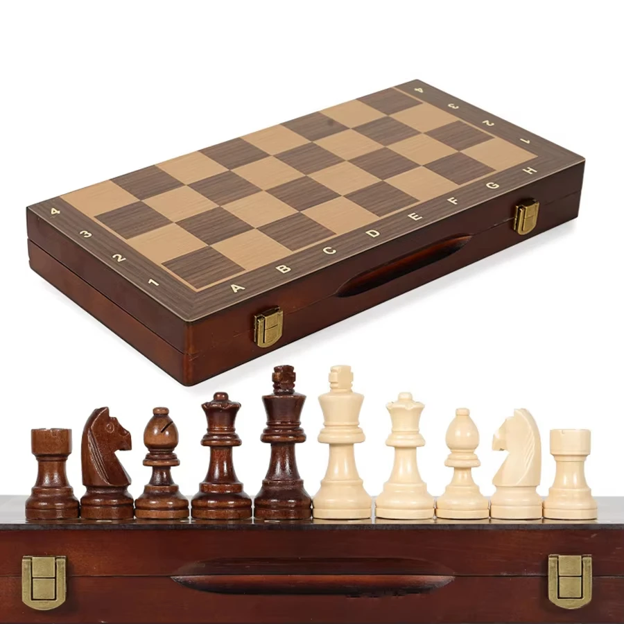 39cm/15in Wooden Chess Set Handmade Extra Queens Foldable Portable Ideal for Adults Beginners Tournaments wooden chess foldable chess board folding chess board chess pieces and board chess pieces