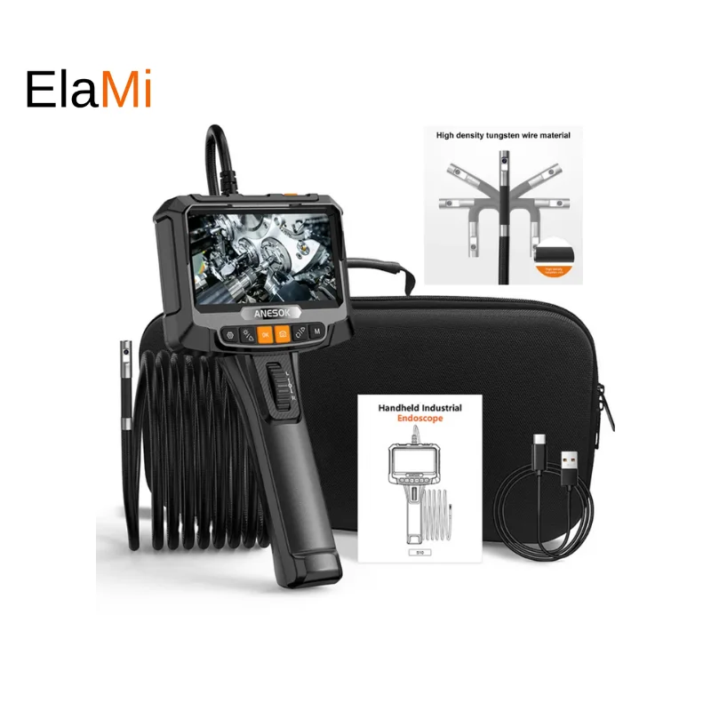 

Endoscope Camera S10 New Dual 1M Cable 5inch Screen 360degree Two Ways Articulating Industrial Articulating Borescope