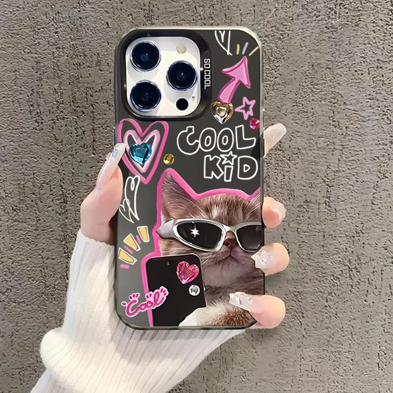 Stylish Cool Cat Electroplate Phone Case Cover