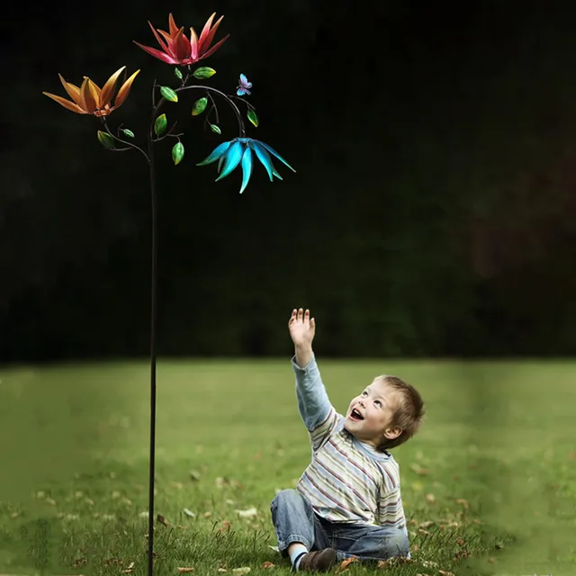 Nagy Fémszél -Fonógépek Szélmalom Az Udvarra És A Kertre 180 Cm Kültéri Művészeti Dekoráció Kerti Színes Dekorációs Csepphajó - Image 2