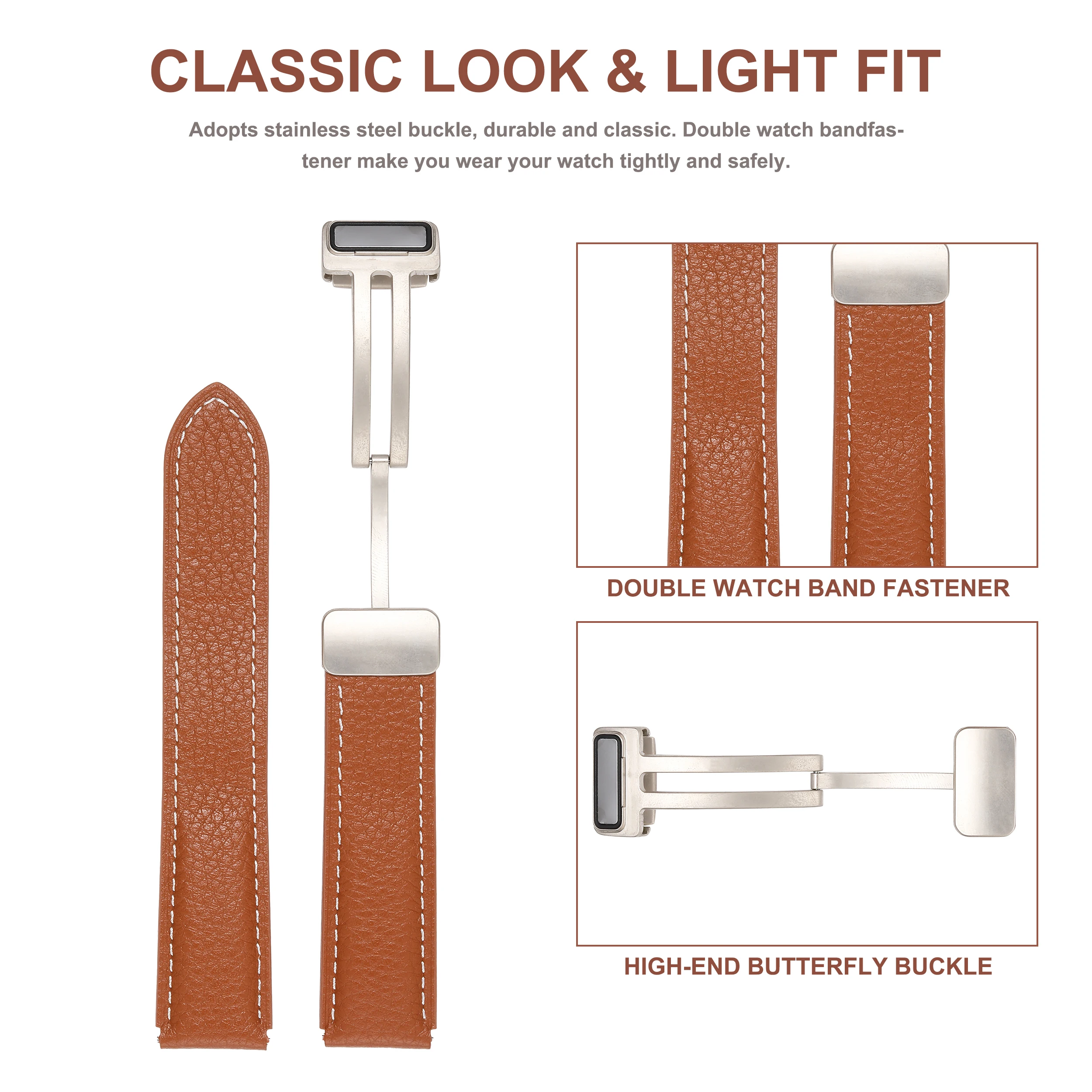 22mm 20mm Leather strap For Samsung Galaxy Watch 6/4/5/5 Pro Classic Huawei watch 4/3/GT3 Magnetic Band Amazfit GTR/GTS 4 Correa