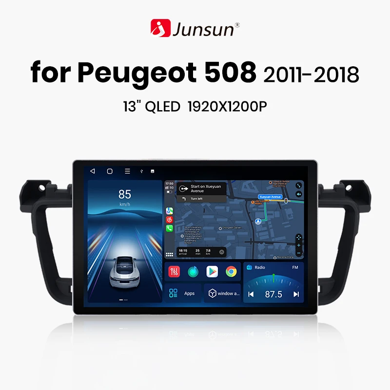 Junsun X7 MAX 13.1 "2K AI Voz CarPlay Sem Fio Android Auto Rádio De Carro Para Peugeot 508 508SW
