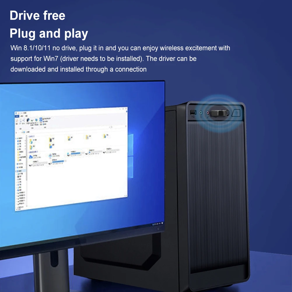 PC 동글 어댑터용 USB 블루투스 어댑터 송신기 리시버, 무선 마우스 키보드 오디오 리시버, Win11, 10/8.1 지원