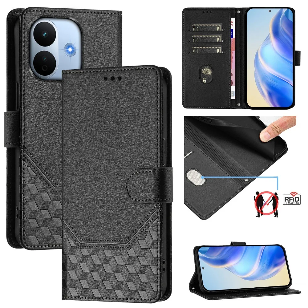 Premium RFID Leather Wallet Flip Case - Elegant Book Cover