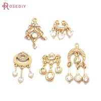 High Quality 18K Gold Color Brass and Zircon Earrings Connect Charms Jewelry Making Diy Women's Earrings Findings Accessories