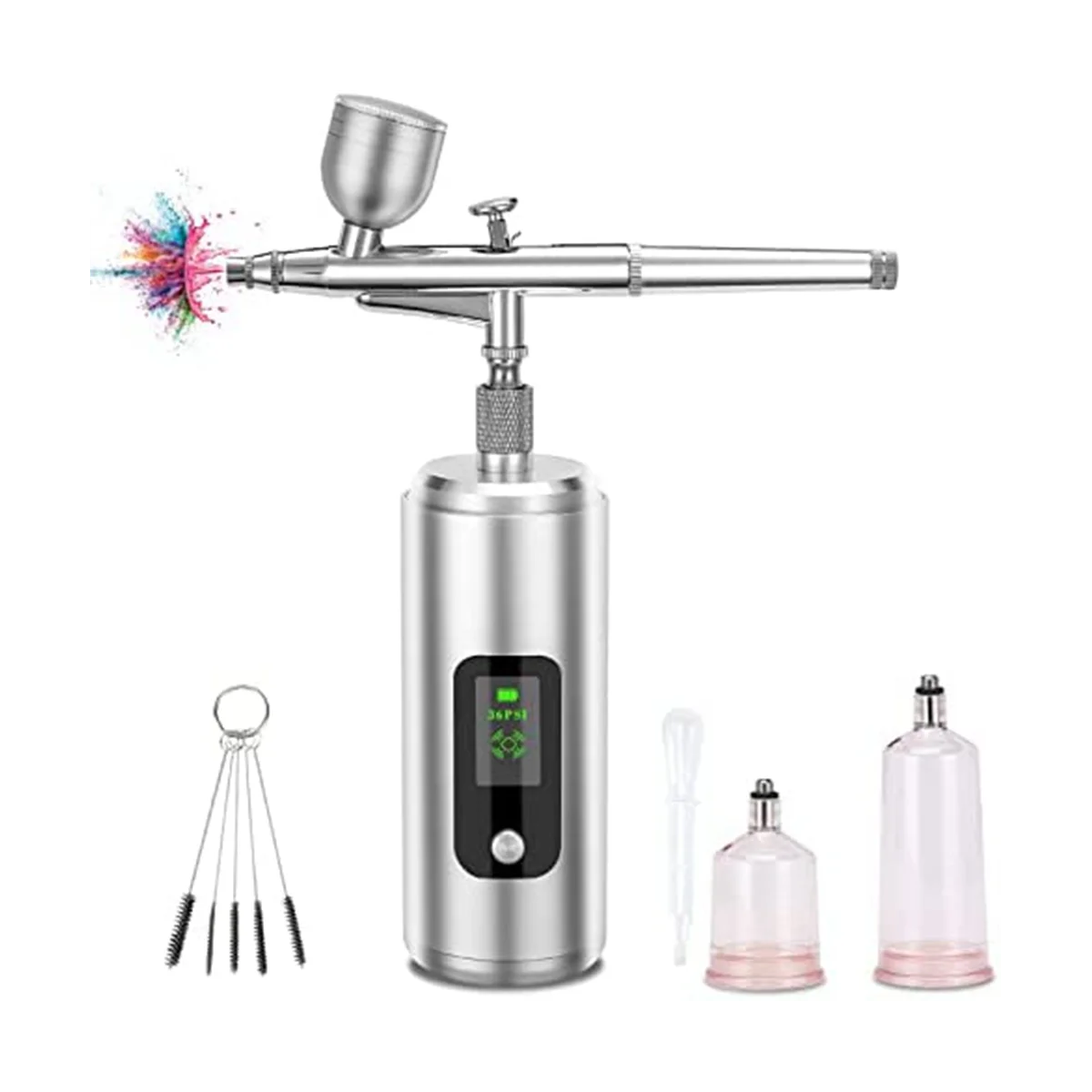 

Airbrush Kit with Compressor Portable Handheld Cordless with LCD Screen for Nail Art, Painting, Cake Decor, Cookie, Mode