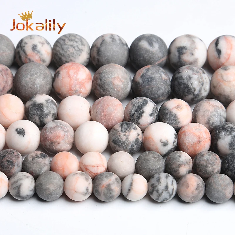 

Dull Polish Matte Pink Zebra Jasper Beads For Jewelry Making Natural Stone Round Beads DIY Bracelets Necklaces 4 6 8 10 12mm 15"