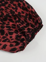 Plus Size 2025 Spring Summer New Women's Sheer Jaguar Printed Double Layers Long Sleeve Dress Polyester Material - Image 6