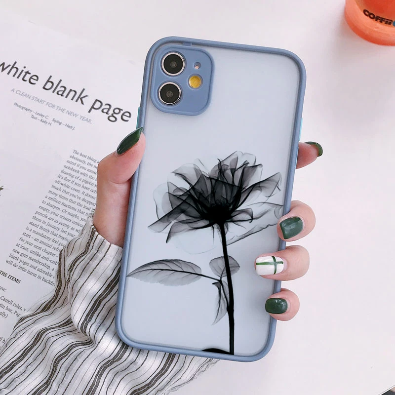 Vintage Leaves Flower Shockproof Phone Case - Ink Blossom Design