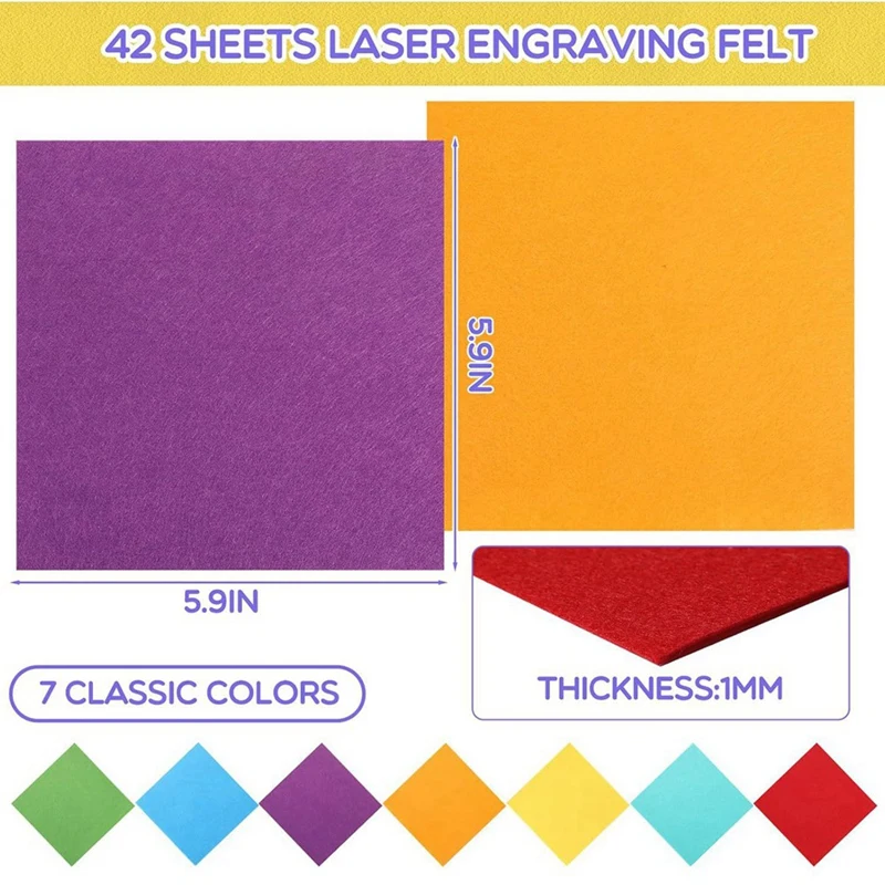 18 Pieces Of Laser Engraved Material Laser Engraved Felt Sheets Various Colors 5.9 Inches