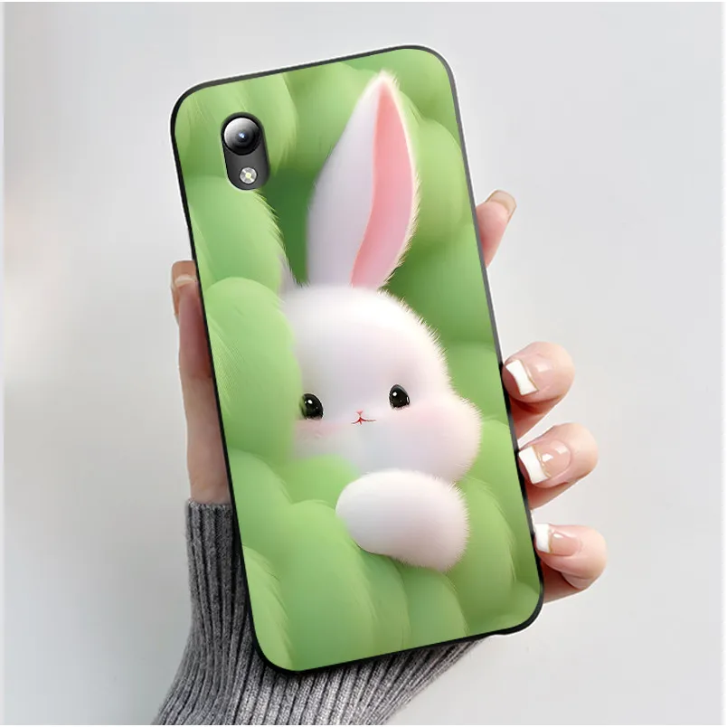 Luxury Cute Love Rabbit Cartoon Black Silicone Shockproof Case
