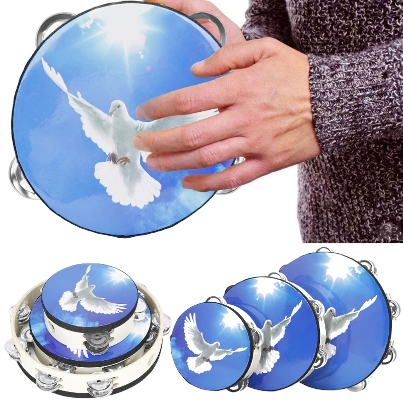 

Tambourines Musical Instrument for Adults Hand Held Drum Bells Tamborine