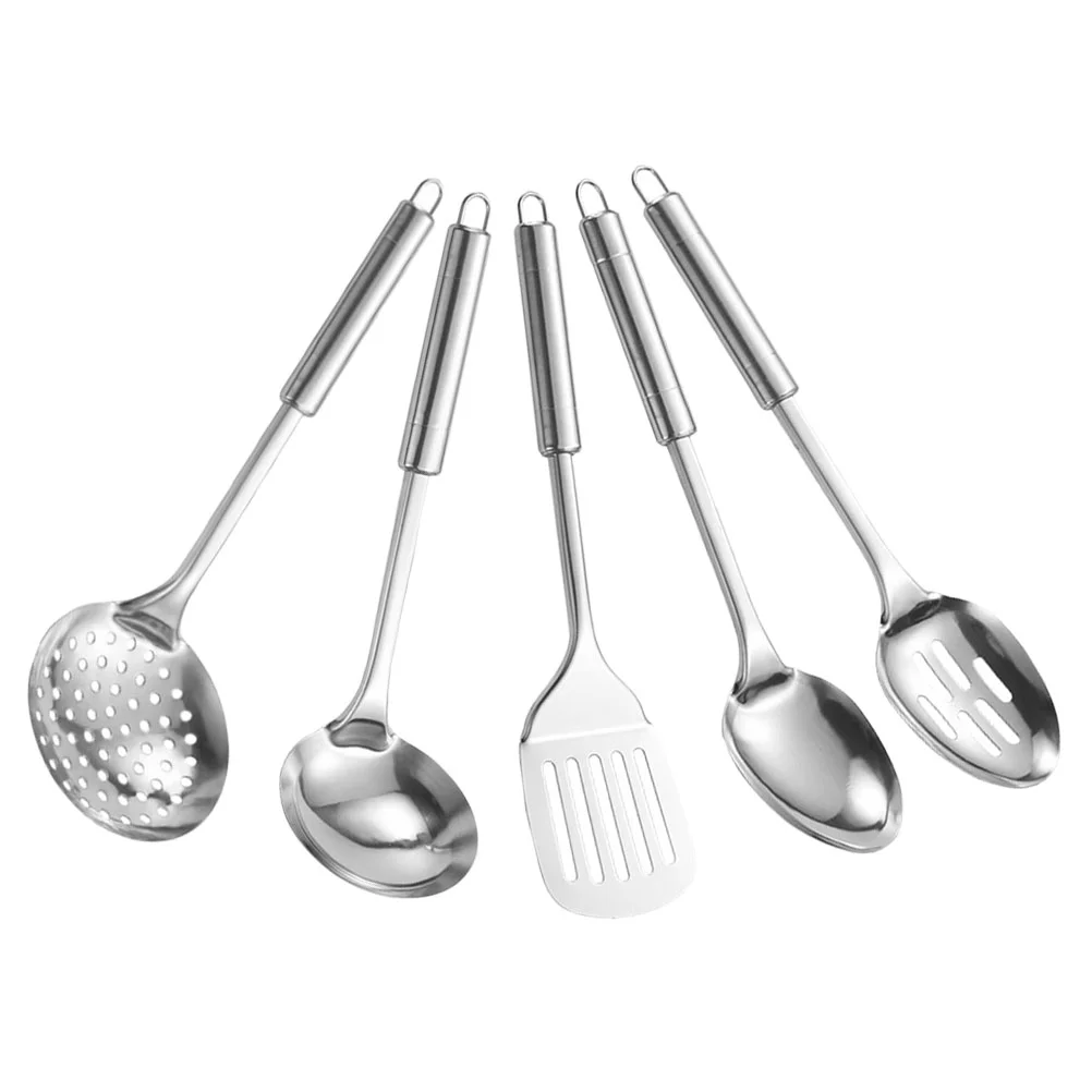 

5 Pcs Double Line Kitchen Cooking Set Soup Ladle Stainless Steel Non-stick