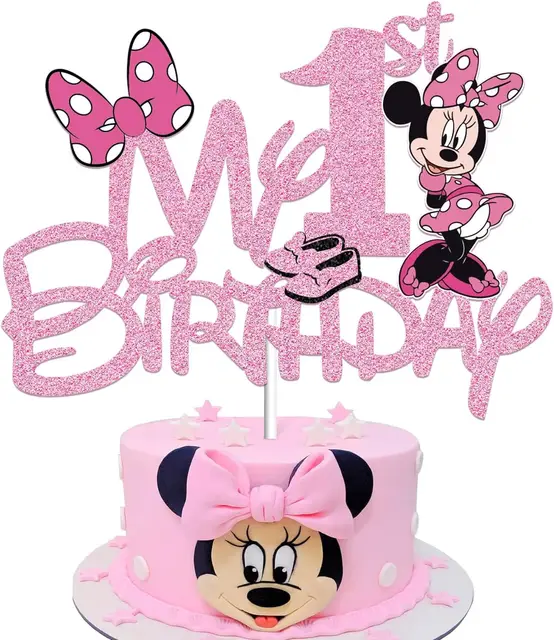 Toile de fond photographie Minnie Mouse dessin animé, toile de fond fille Disney, joyeux anniversaire fête prénatale décor fond rose bannière personnalisée - France