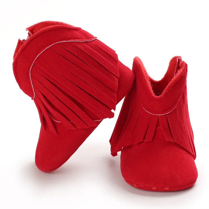 Fashionable Tassel Baby Boots for Boys and Girls Fashionable and Popular Western Denim Midsole Boots 0-18 Months Walking Shoes 6