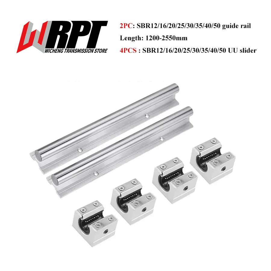 

Linear Guide 2PCS SBR12 16 20 25 30 35 40 Length 1200-2550mm 4PCS SBR12-40UU Pressure Plate Slider Bearing DIY Mills CNC Parts
