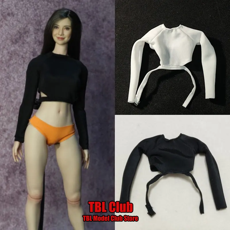 

DMTOYS 1/6 Scale Female Soldier Crop Top Slim Long Sleeve Solid Color Shirt Fit 12inch TBL Action Figure Body