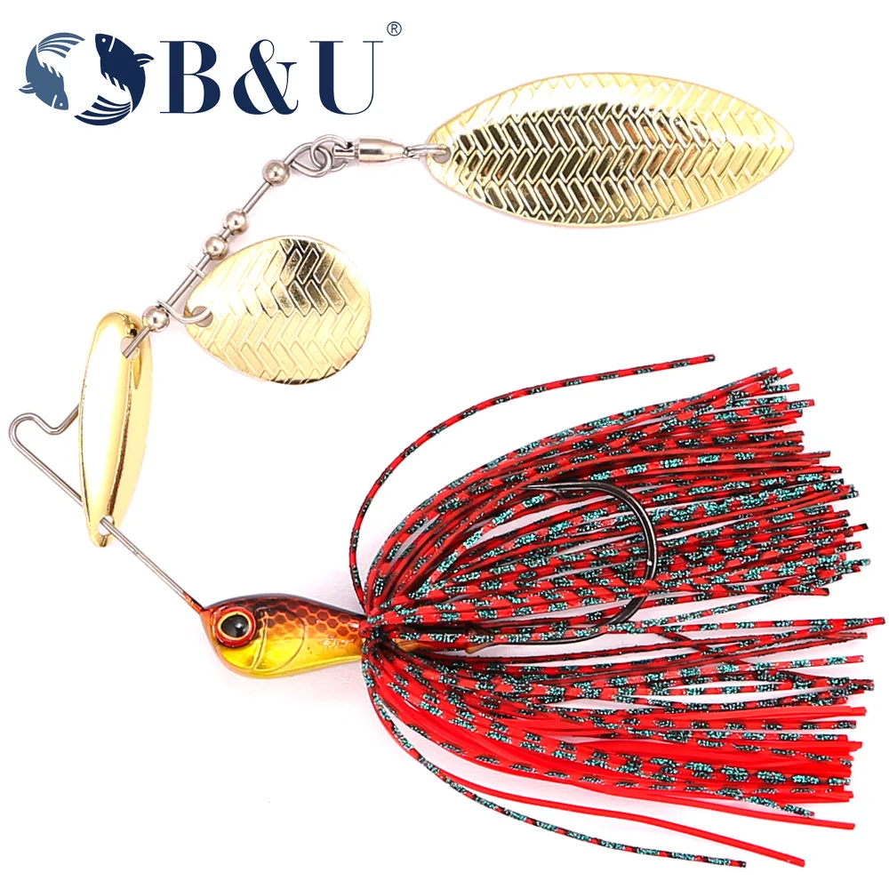 B&U Spinnerbait Angelköder, Metallklinge, bunter Rock, Süßwasser, Salzwasser, Barsch, Hecht, harter Köder, Spinner-Köder für Raubtierfische
