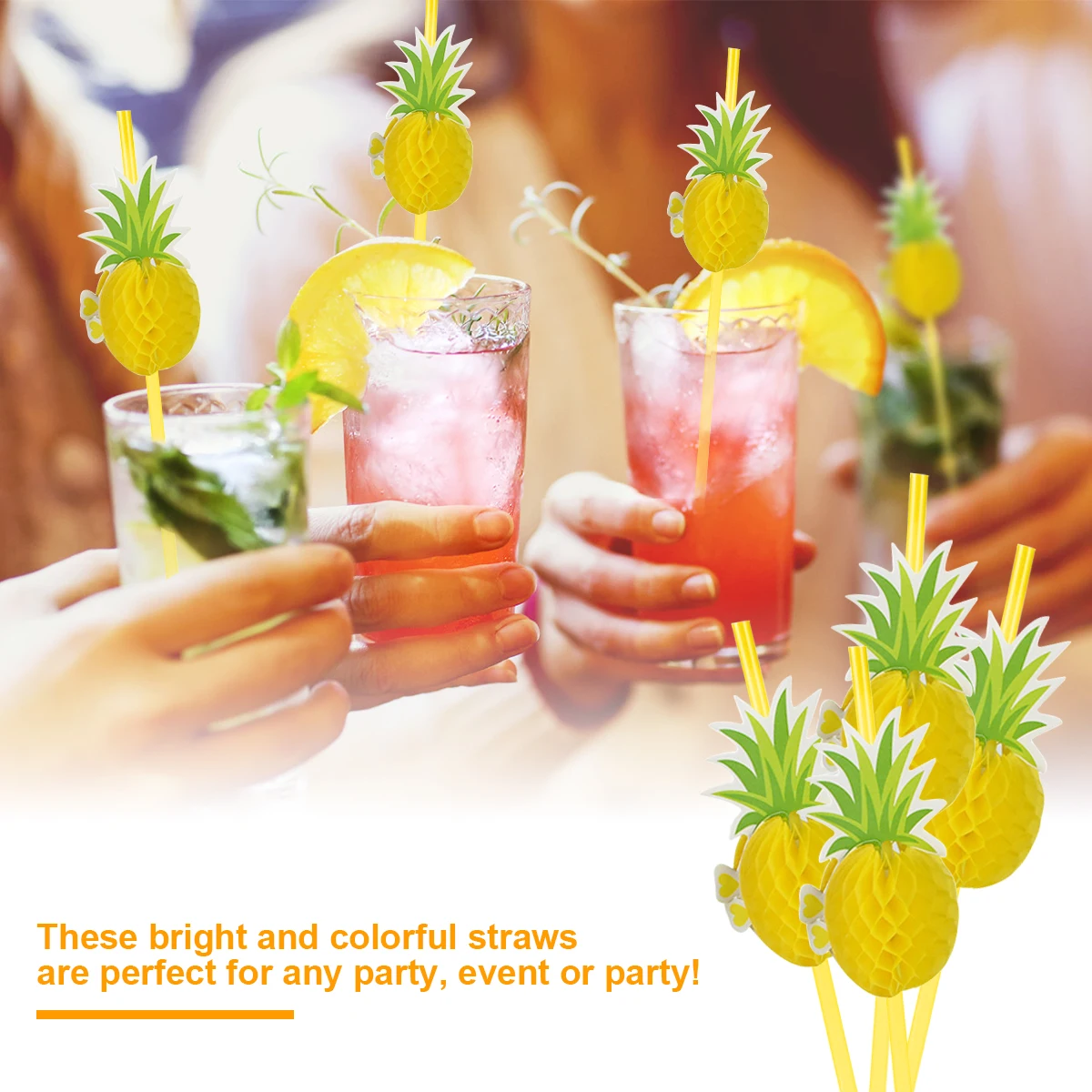 Disposable paper straws 50Pcs Paper Drinking Straw 3D Fruit Paper Straws Pineapple Flamingo Design Recyclable Drinking Straw for Party Bars Decors