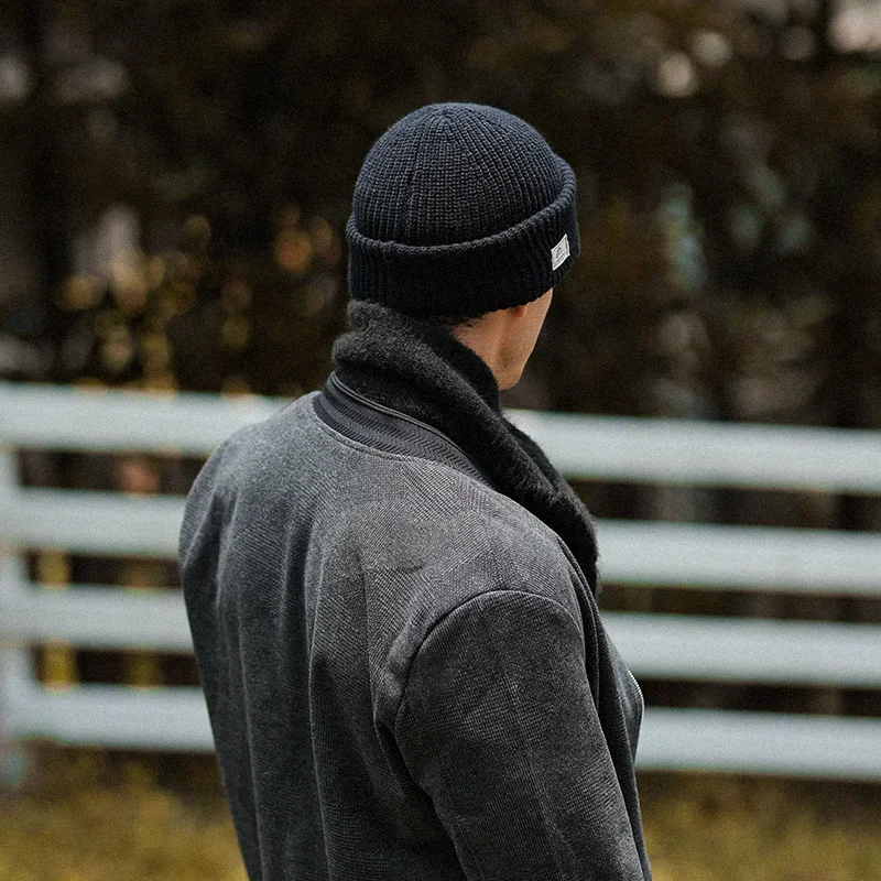 Winter Knitted Cotton Beanie Hat with Face Mask for Outdoor Cycling