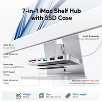 PULWTOP USB C Hub with NVMe SATA SSD Enclosure for iMac 24 inch M1/M3/M4,  iMac Hub with USB A/C 10Gbps, USB A 2.0, SD/TF 2