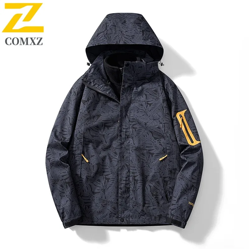 COMXZ Luxury Hooded Fashion Men Jacket Hiking Trip Wind Resistant Warm Parka Leisure Outdoor Light Cold Proof Winter New Apparel