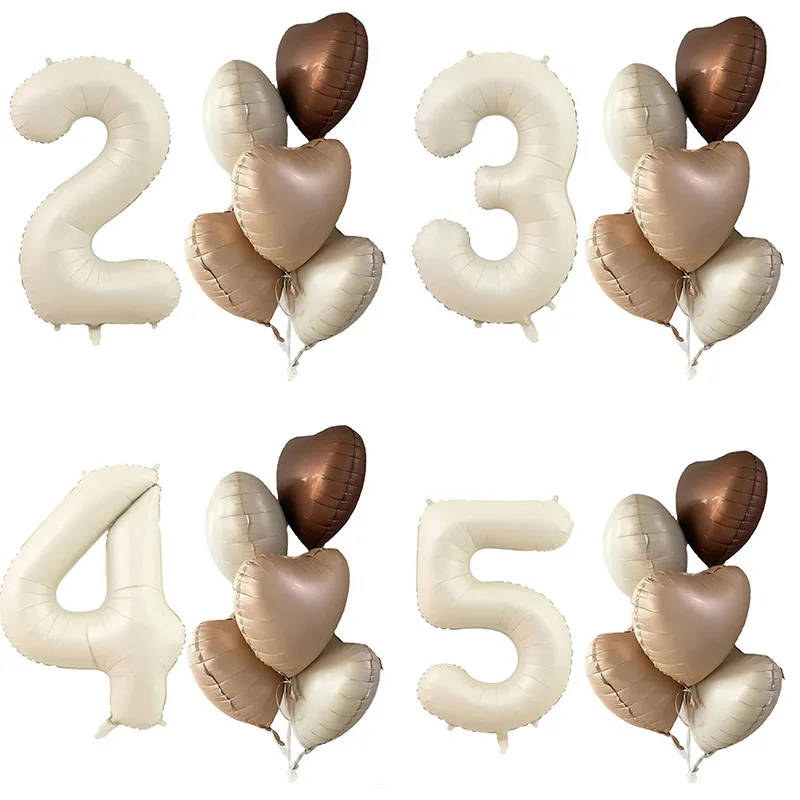 

Milk White Number Balloon Set Love Balloon Birthday Party Photo Props Birthday Party Decorative Balloon Set Wholesale