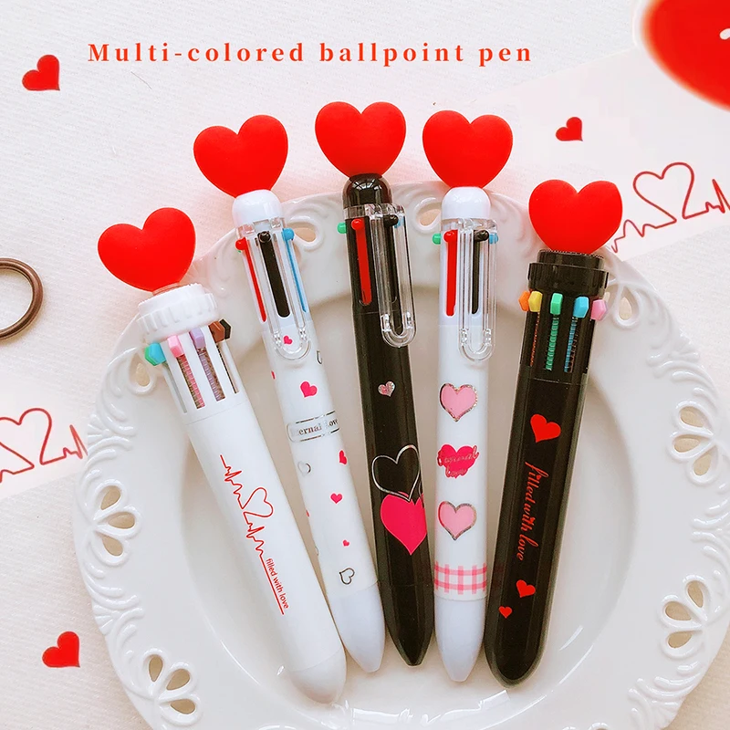 6/10 Colors Ballpoint Pen Cartoon Love 0.5mm Colorful Ink Gel Pens Silicone Kawaii Pens School Office Supplies Korean Stationery